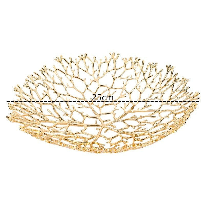 Luxury Golden Metal Fruit Plate - Homio Decor