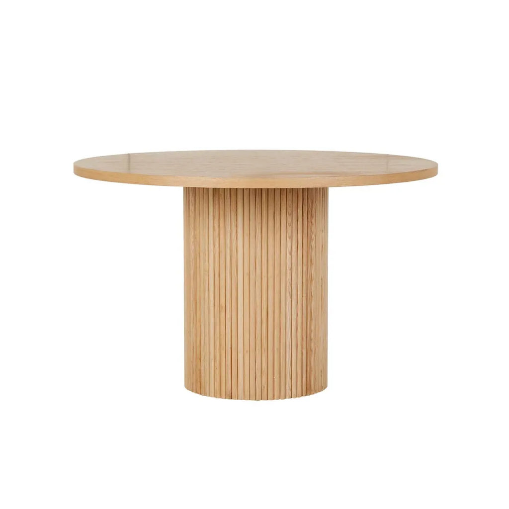 Homio Decor 120cm Ripple Design Round Dining Table - Natural Ash