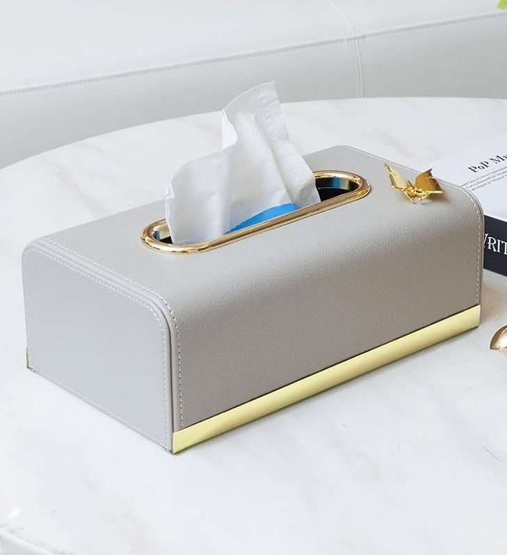 Light Grey Leather Tissue Box - Homio Decor