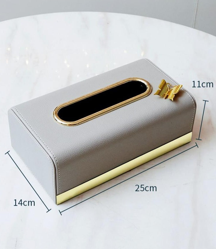 Light Grey Leather Tissue Box - Homio Decor