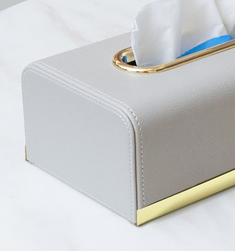 Light Grey Leather Tissue Box - Homio Decor
