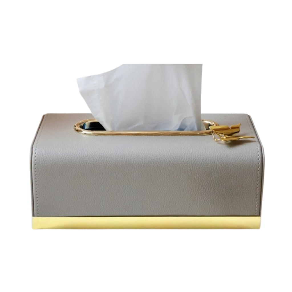 Light Grey Leather Tissue Box - Homio Decor