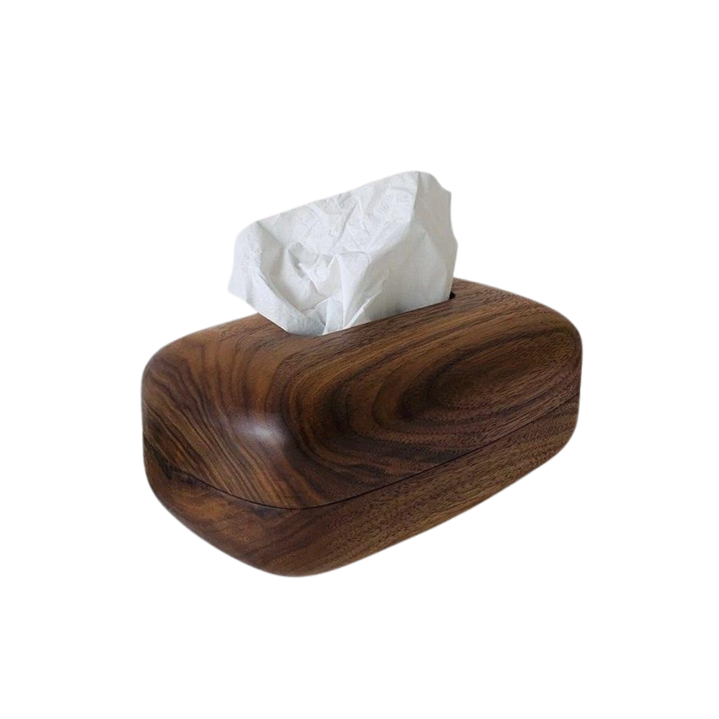 Minimalist Walnut Wood Tissue Box - Homio Decor