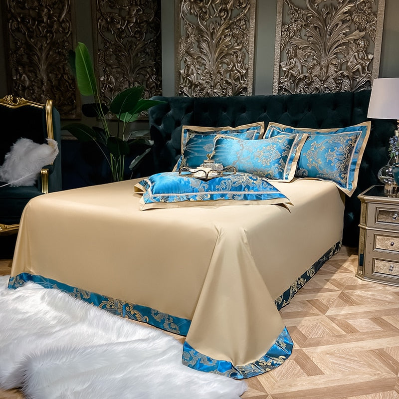 Gem Blue Luxury Satin Bedding Set - Homio Decor