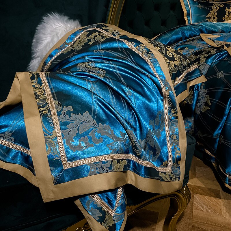 Gem Blue Luxury Satin Bedding Set - Homio Decor