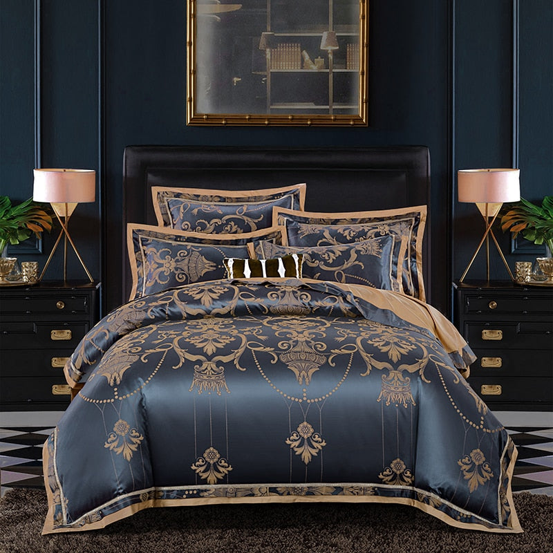 Gem Blue Luxury Satin Bedding Set - Homio Decor