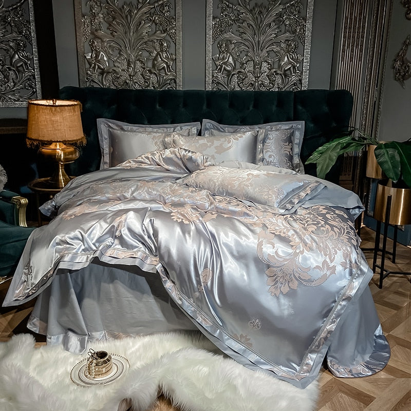 Gem Blue Luxury Satin Bedding Set - Homio Decor