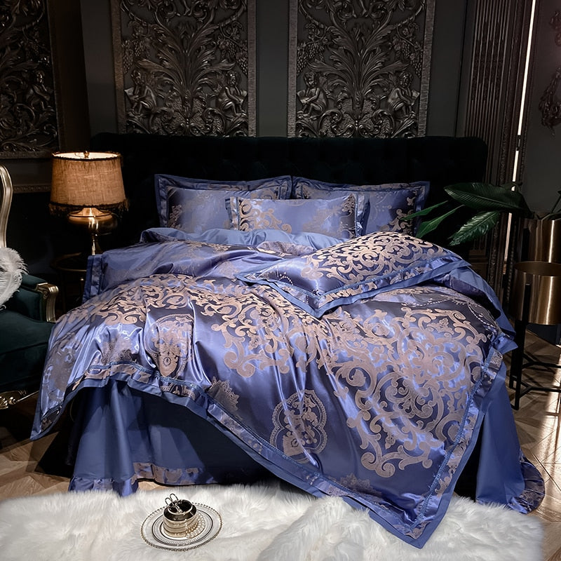 Gem Blue Luxury Satin Bedding Set - Homio Decor