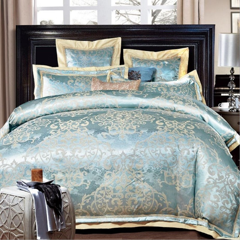 Gem Blue Luxury Satin Bedding Set - Homio Decor