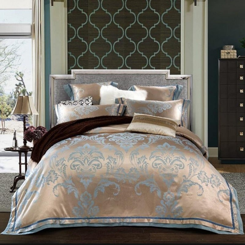 Gem Blue Luxury Satin Bedding Set - Homio Decor