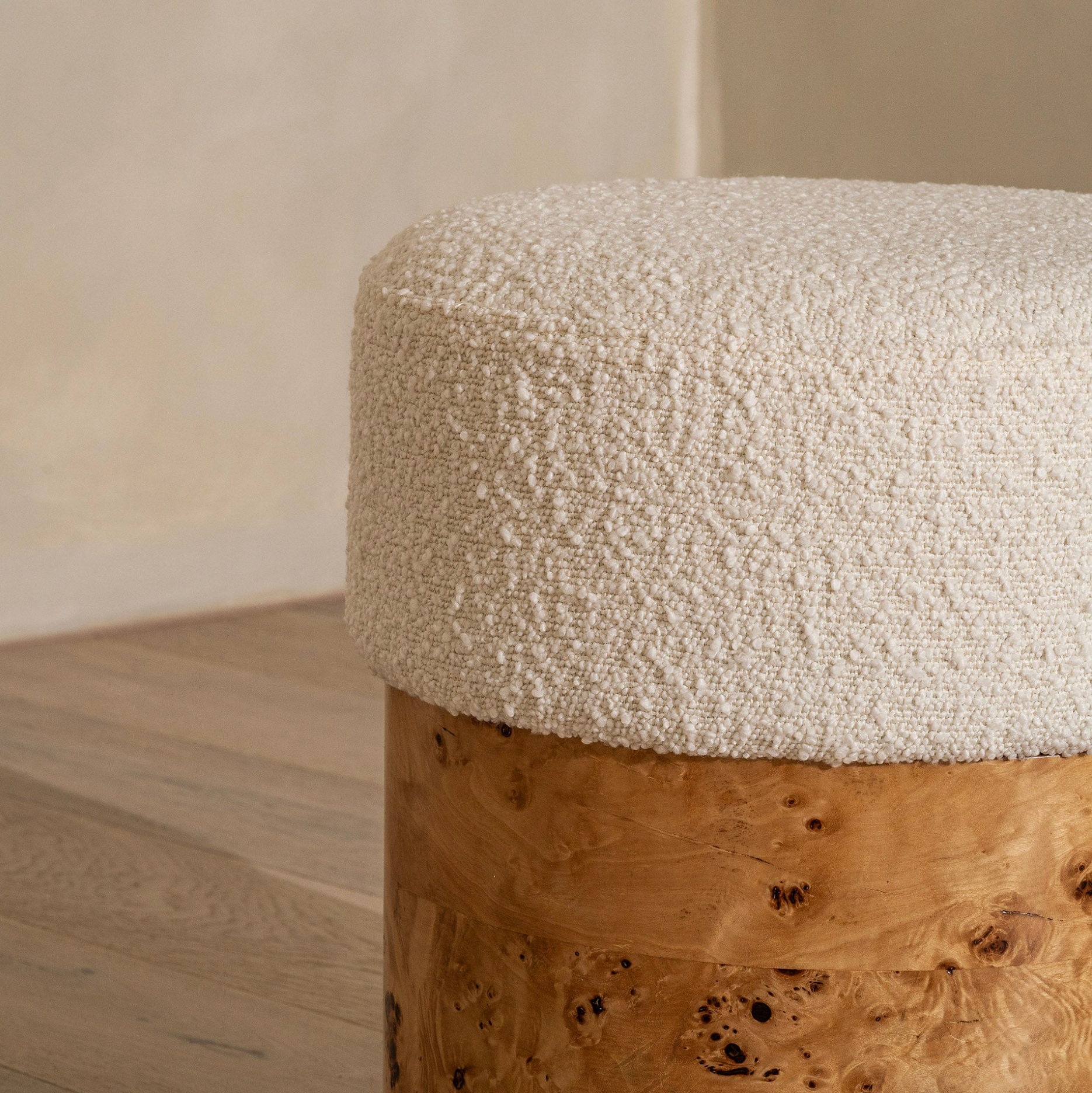 Homio Decor Burlwood & Boucle Stool