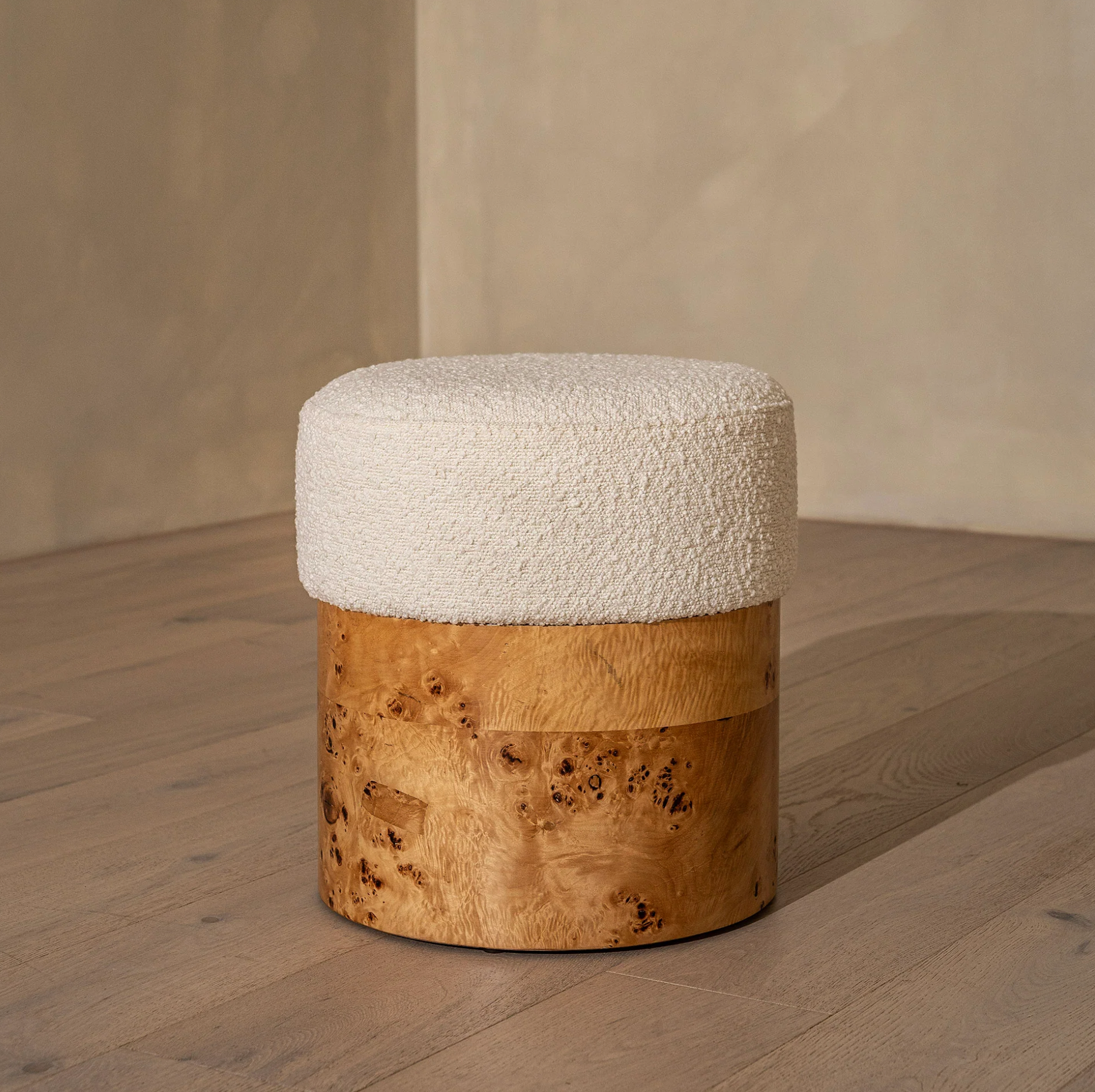 Homio Decor Burlwood & Boucle Stool