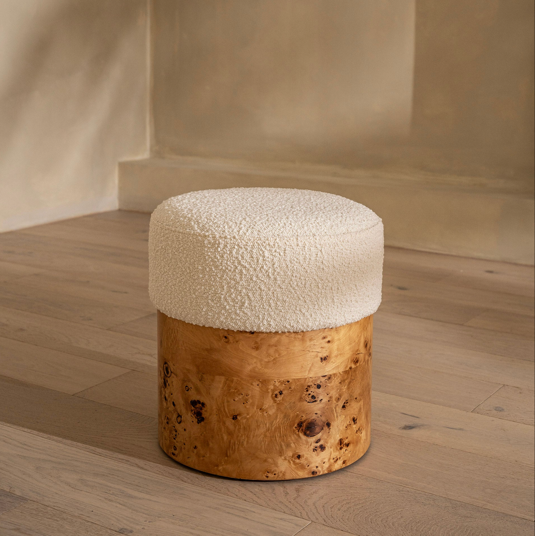 Homio Decor Burlwood & Boucle Stool