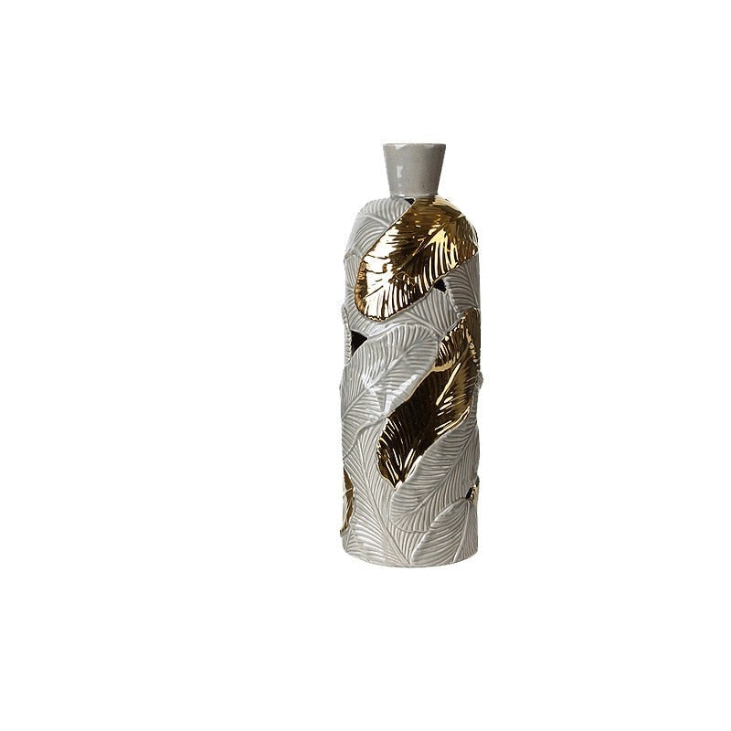 Luxury Ceramic Gold Leaf Vase - Homio Decor