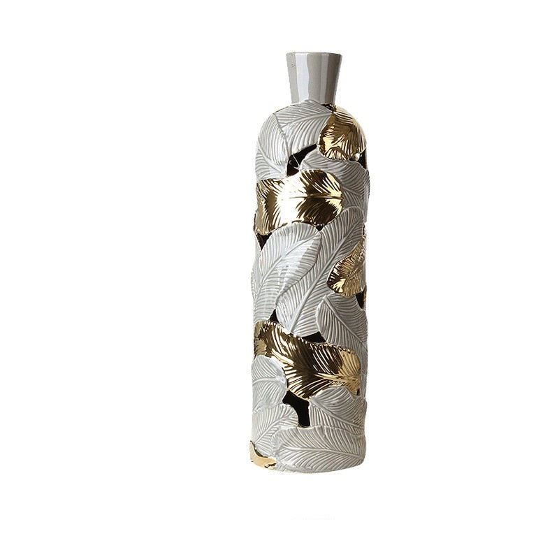 Luxury Ceramic Gold Leaf Vase - Homio Decor