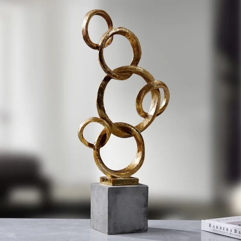 Abstract Golden Rings Sculpture - Homio Decor