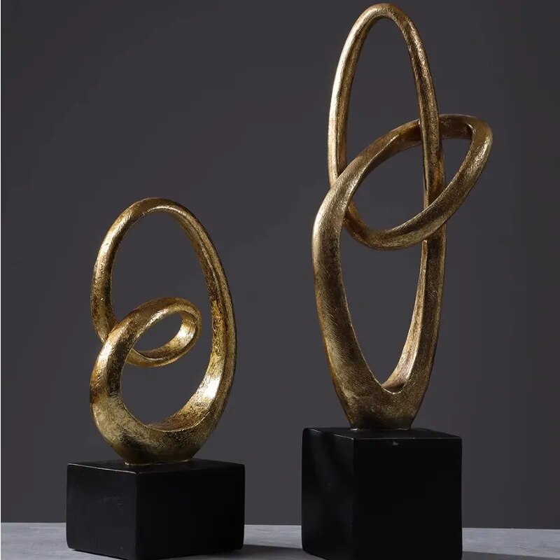 Abstract Golden Rings Sculpture - Homio Decor