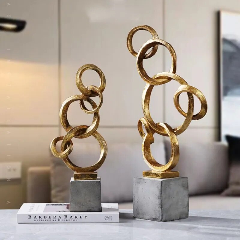 Abstract Golden Rings Sculpture - Homio Decor