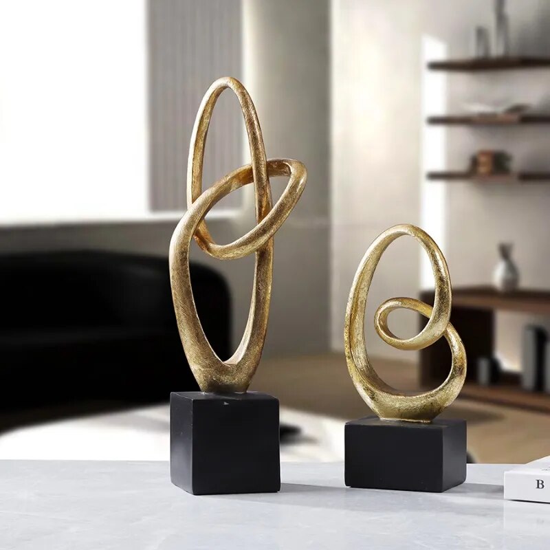 Abstract Golden Rings Sculpture - Homio Decor