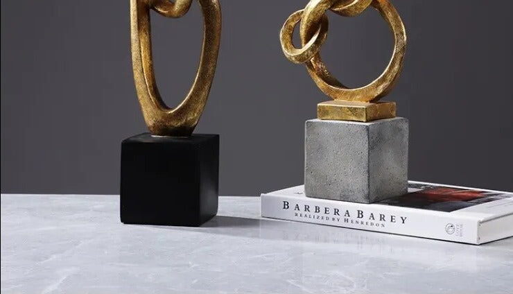 Abstract Golden Rings Sculpture - Homio Decor
