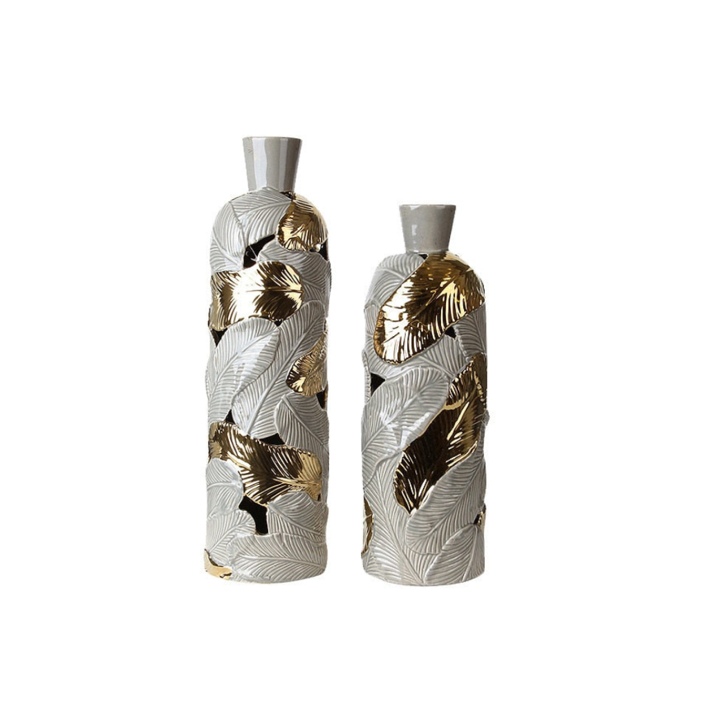 Luxury Ceramic Gold Leaf Vase - Homio Decor