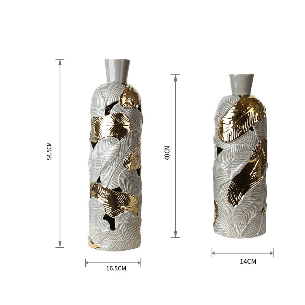 Luxury Ceramic Gold Leaf Vase - Homio Decor