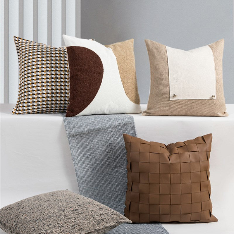 Nordic Knitted Leather Pillowcase - Homio Decor
