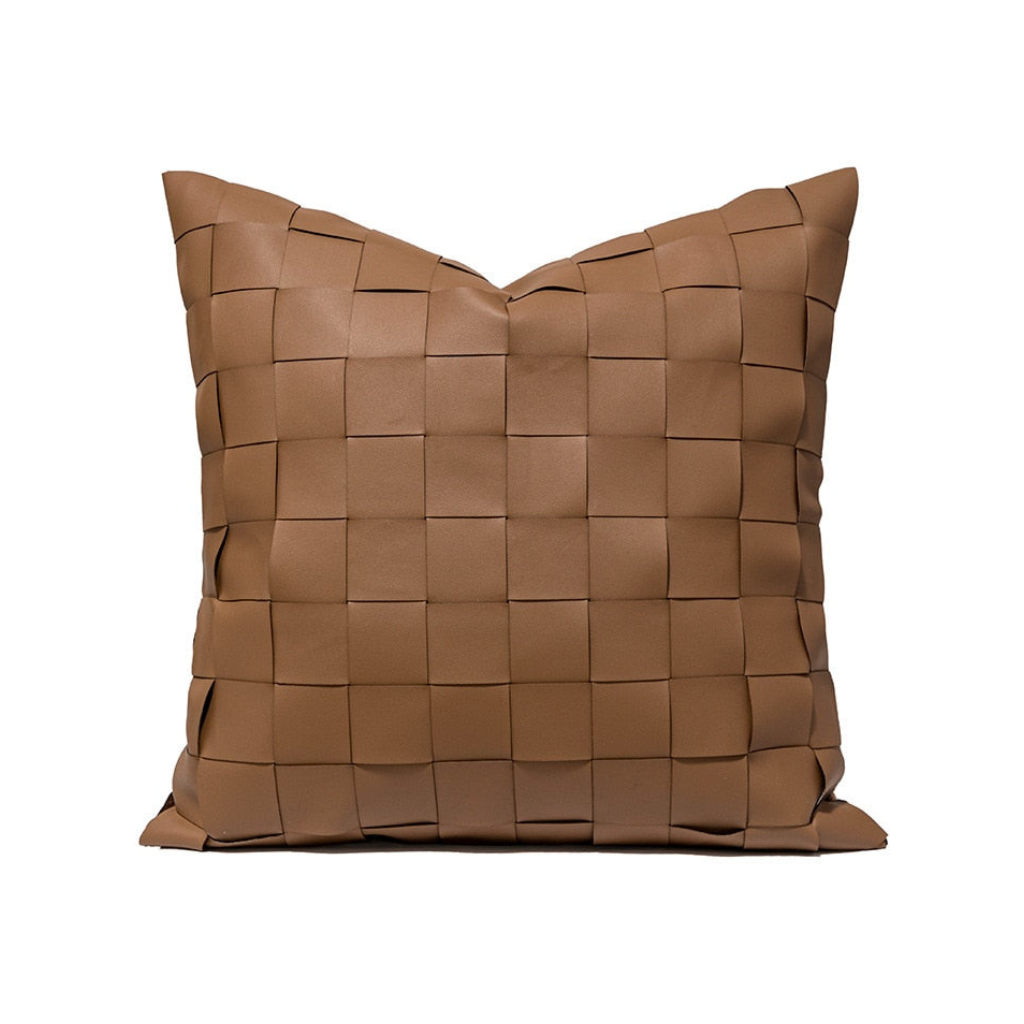 Nordic Knitted Leather Pillowcase - Homio Decor