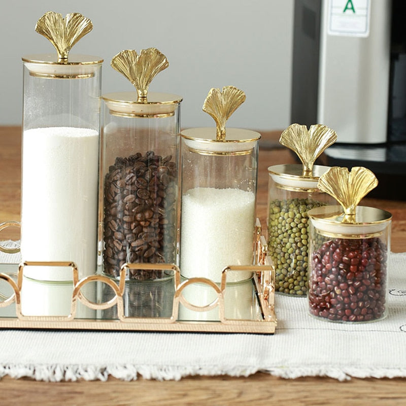 Gold Leaf Candy Jar - Homio Decor