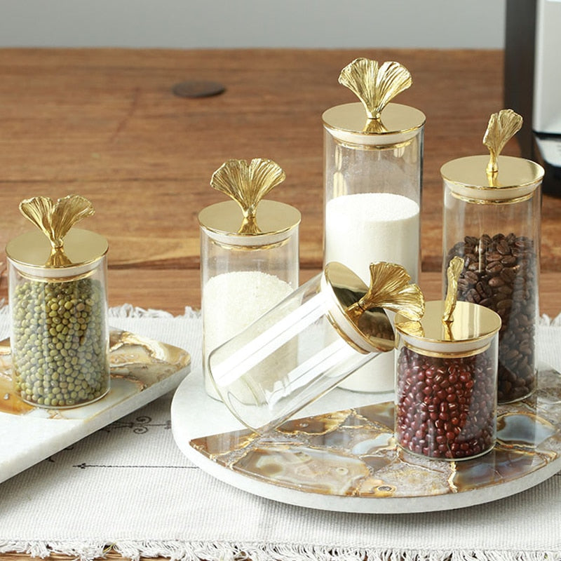 Gold Leaf Candy Jar - Homio Decor