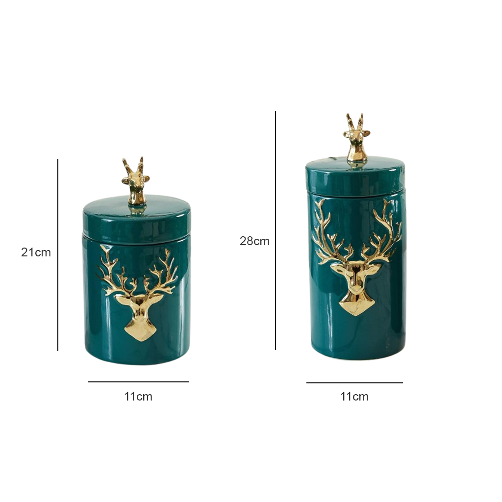 Golden Deer Ceramic Storage Jar - Homio Decor