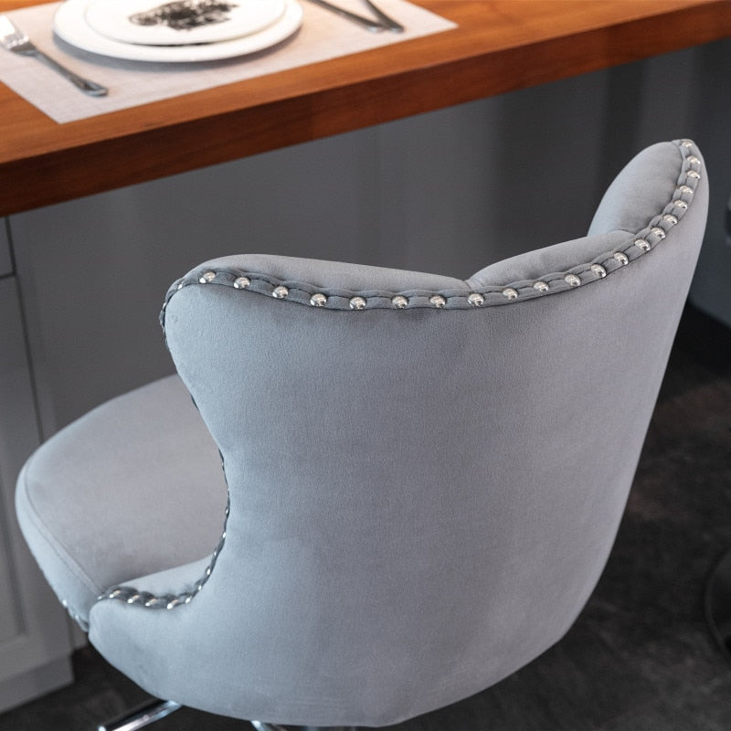 Grey Button Tufted Bar Chair - Homio Decor