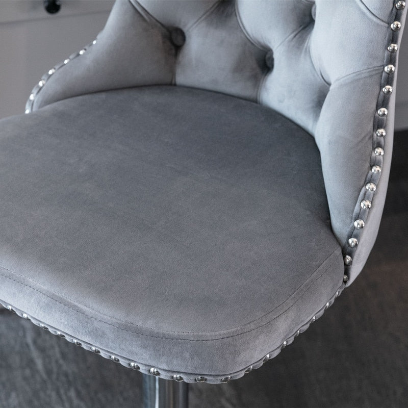 Grey Button Tufted Bar Chair - Homio Decor
