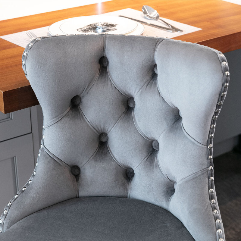 Grey Button Tufted Bar Chair - Homio Decor