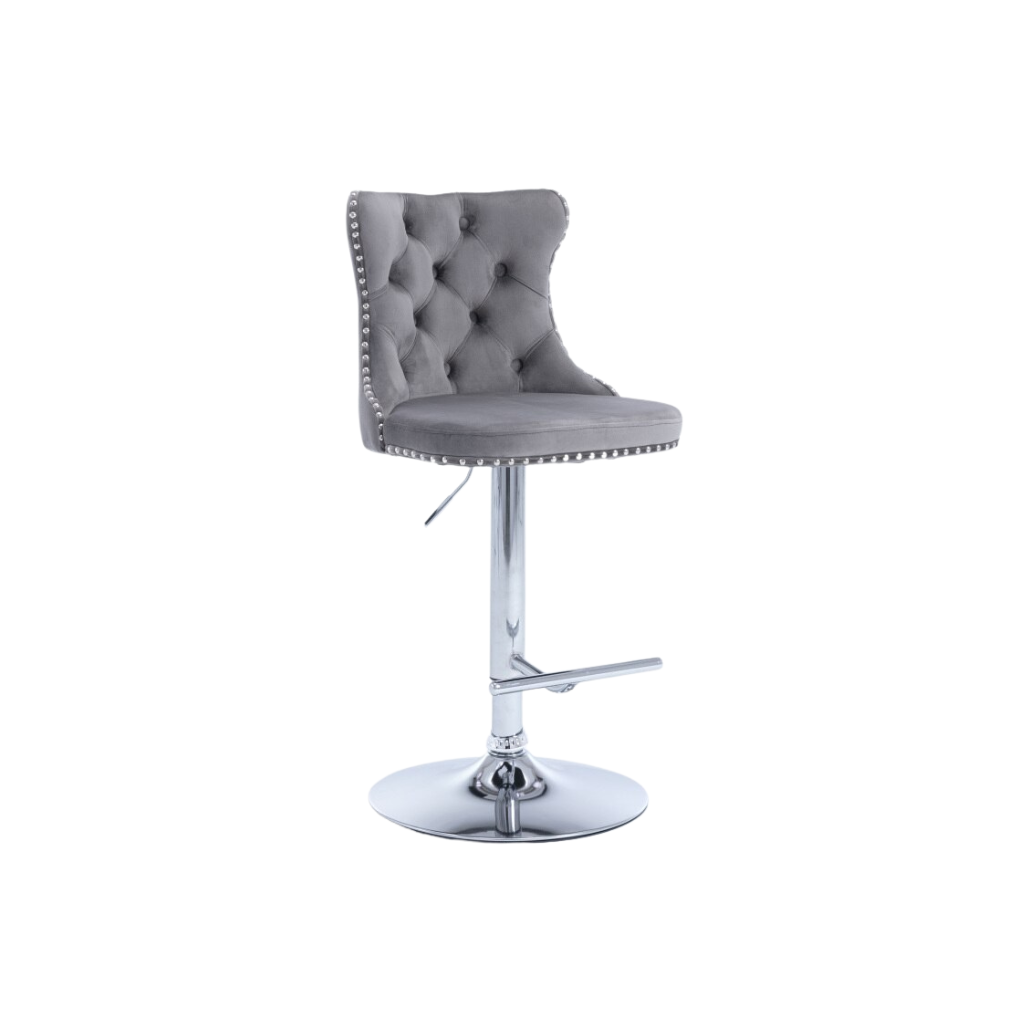 Grey Button Tufted Bar Chair - Homio Decor