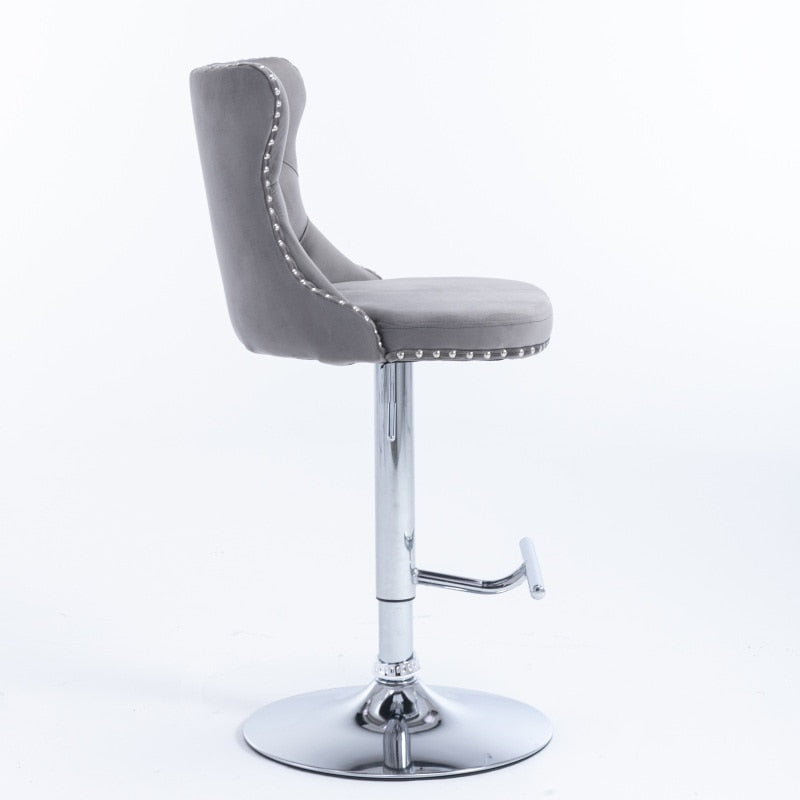 Grey Button Tufted Bar Chair - Homio Decor