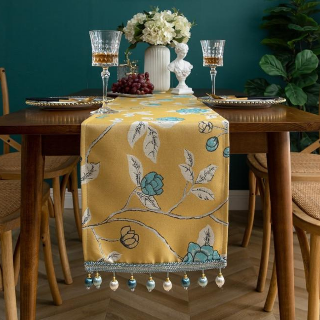 Luxury Flora Leaf Table Runner - Homio Decor