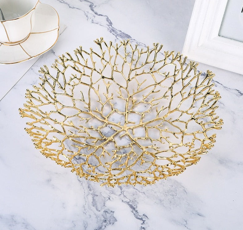 Luxury Golden Metal Fruit Plate - Homio Decor