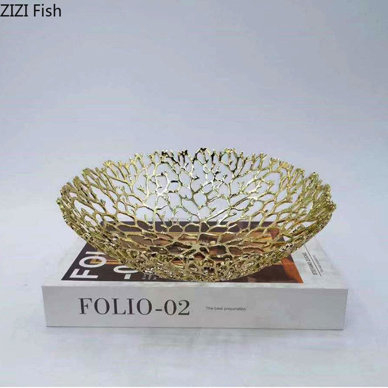 Luxury Golden Metal Fruit Plate - Homio Decor