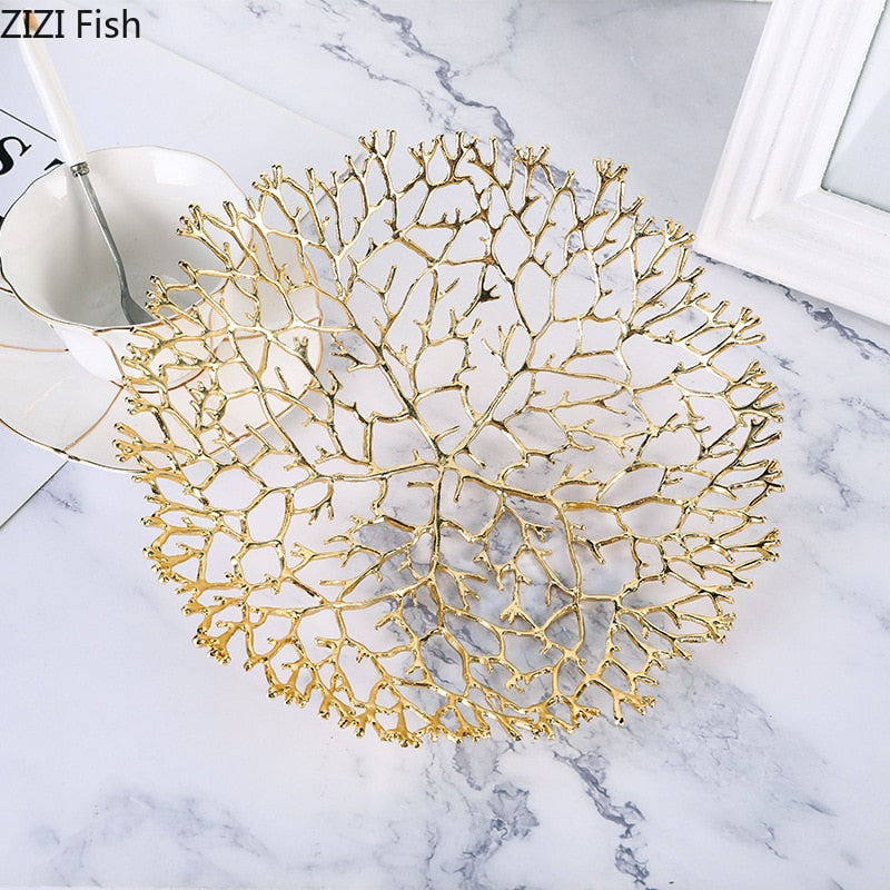 Luxury Golden Metal Fruit Plate - Homio Decor