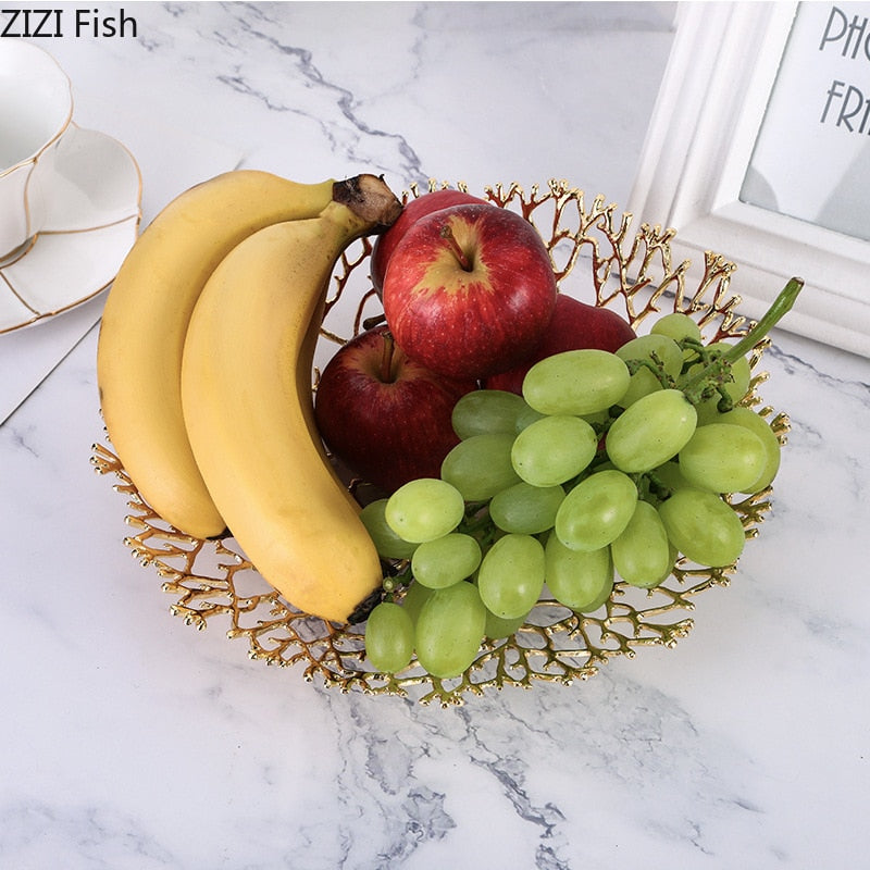 Luxury Golden Metal Fruit Plate - Homio Decor