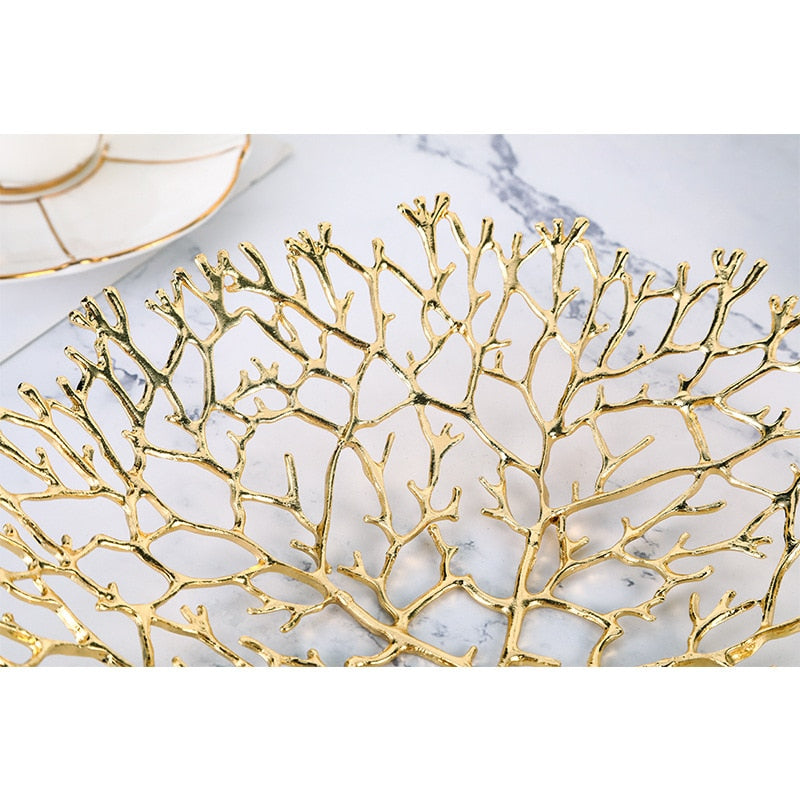 Luxury Golden Metal Fruit Plate - Homio Decor