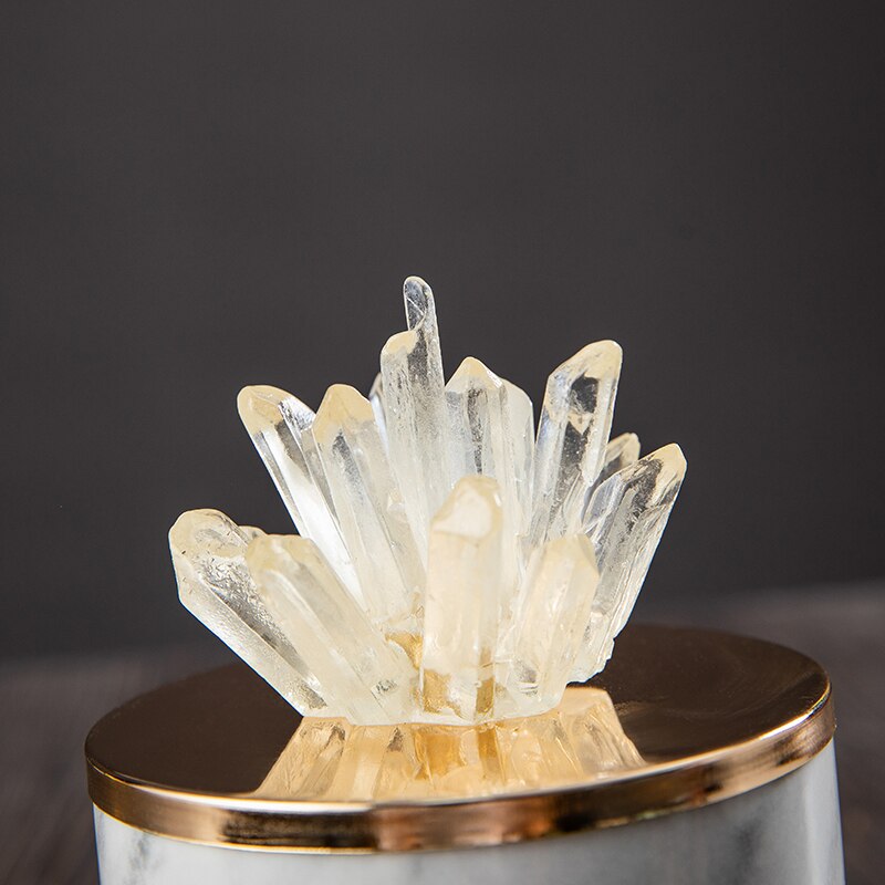 Marble Storage Jars With Crystal Stone - Homio Decor