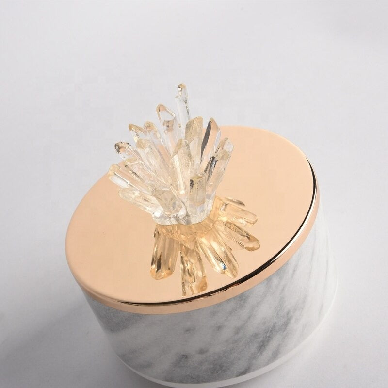 Marble Storage Jars With Crystal Stone - Homio Decor