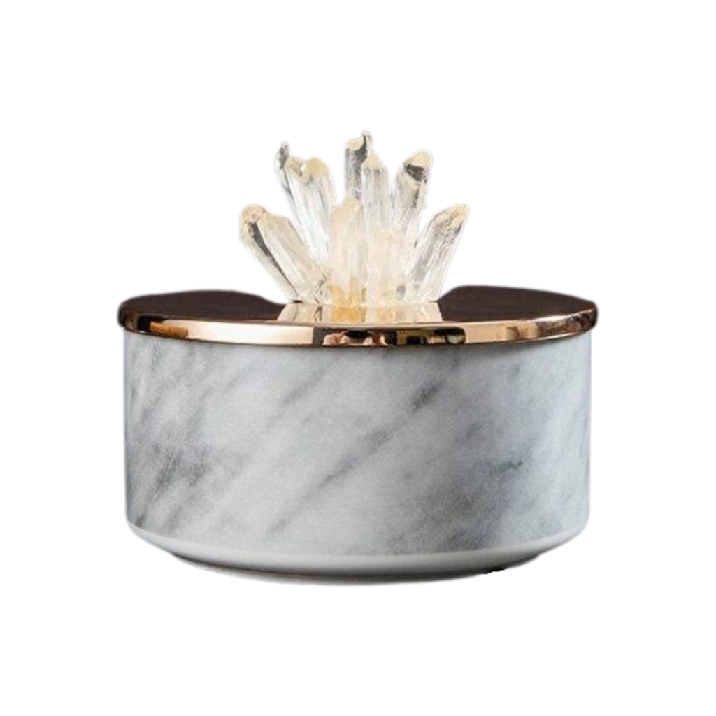 Marble Storage Jars With Crystal Stone - Homio Decor