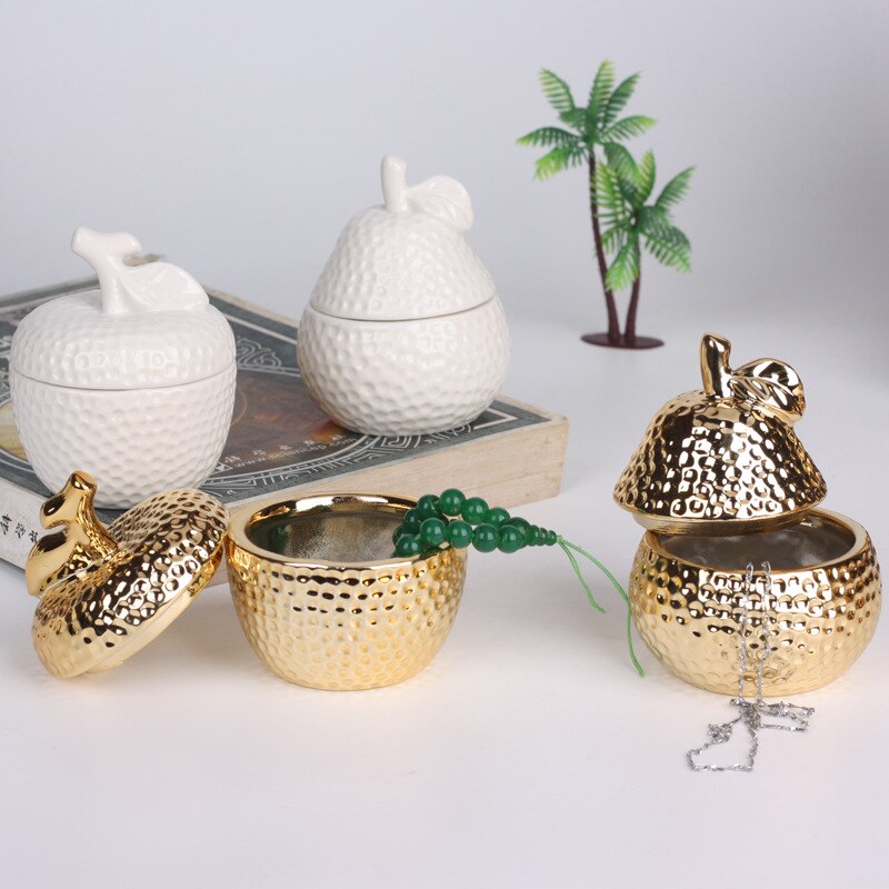 Gold Fruit Shaped Ceramic Jar - Homio Decor