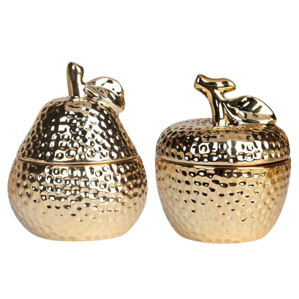Gold Fruit Shaped Ceramic Jar - Homio Decor