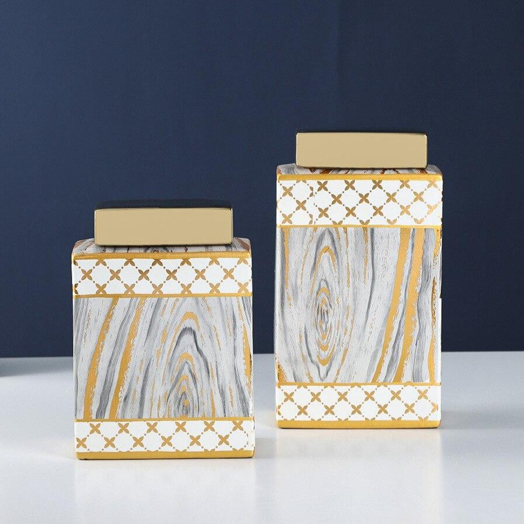 Rectangular Ceramic Storage Jar - Homio Decor