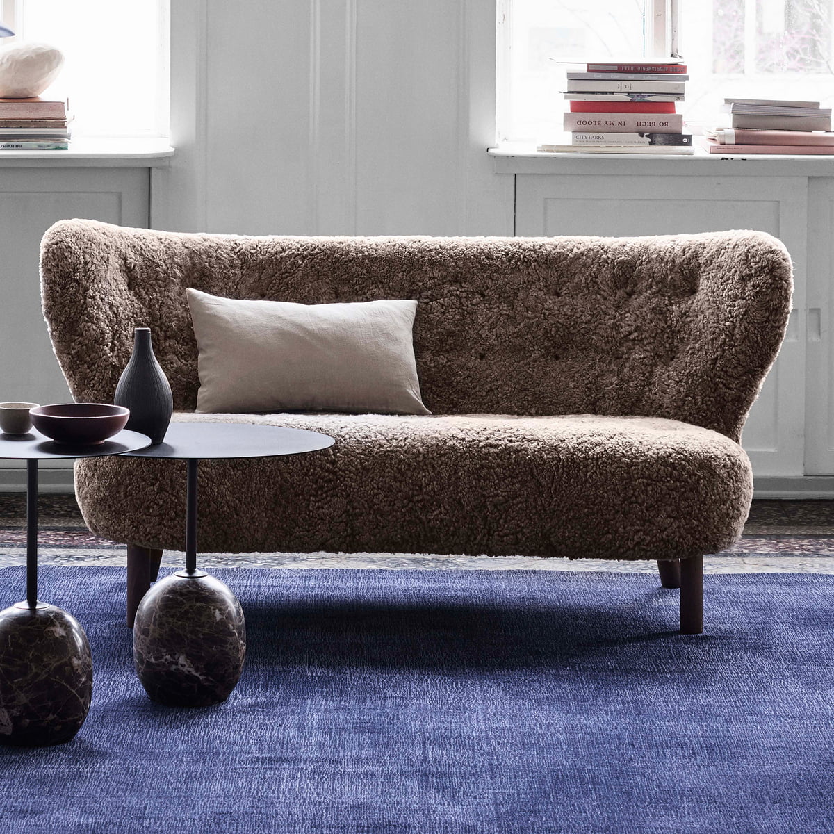 Genuine Sheepskin Sofa (Frosty Brown) - Homio Decor