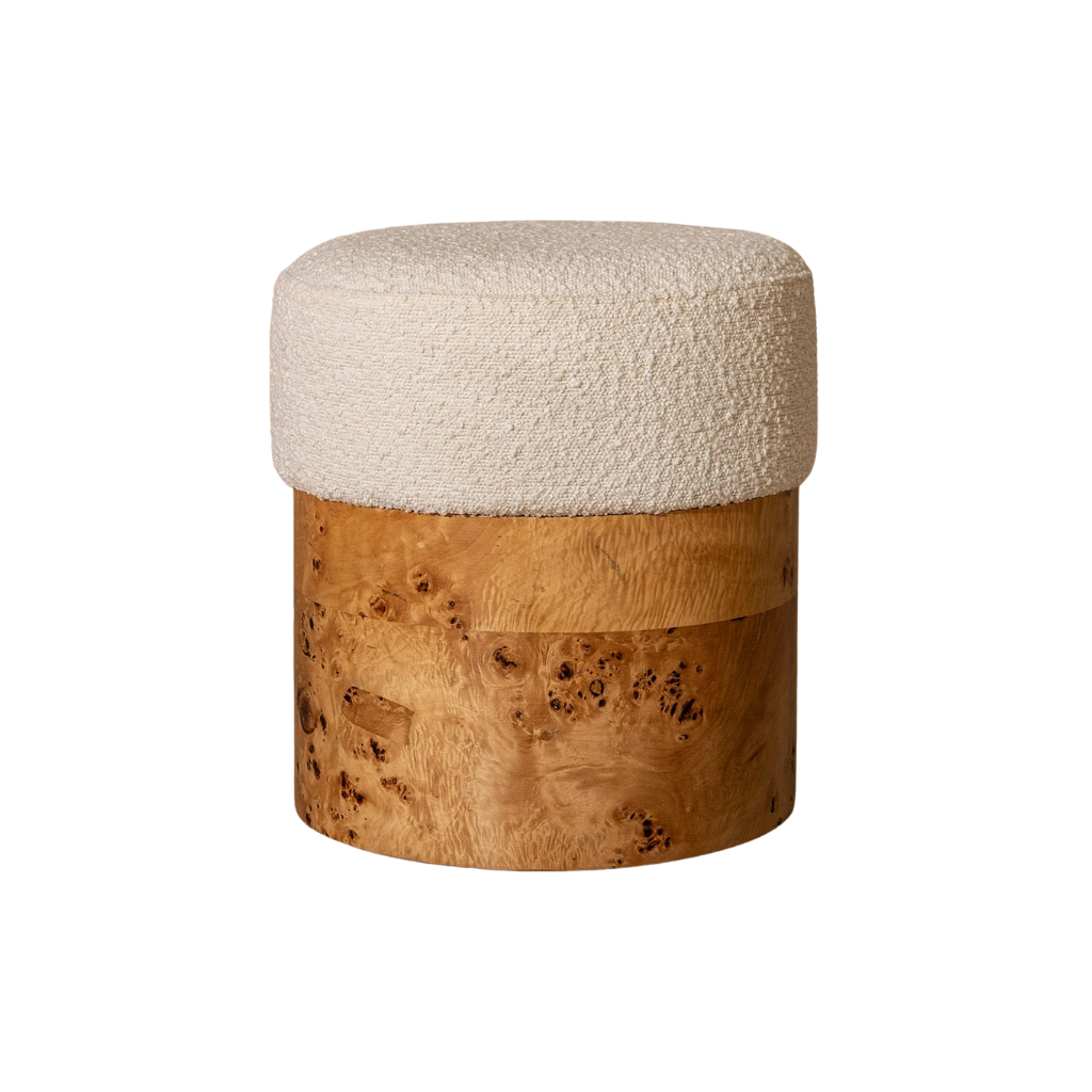 Homio Decor Honey Burlwood & Boucle Stool